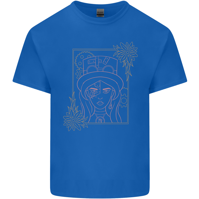 Virgo Steampunk Zodiac Star Sign Astrological Kids T-Shirt Childrens Royal Blue