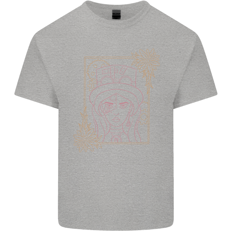 Virgo Steampunk Zodiac Star Sign Astrological Kids T-Shirt Childrens Sports Grey