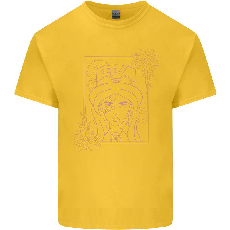 Virgo Steampunk Zodiac Star Sign Astrological Kids T-Shirt Childrens Yellow