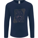Virgo Steampunk Zodiac Star Sign Astrological Mens Long Sleeve T-Shirt Navy Blue