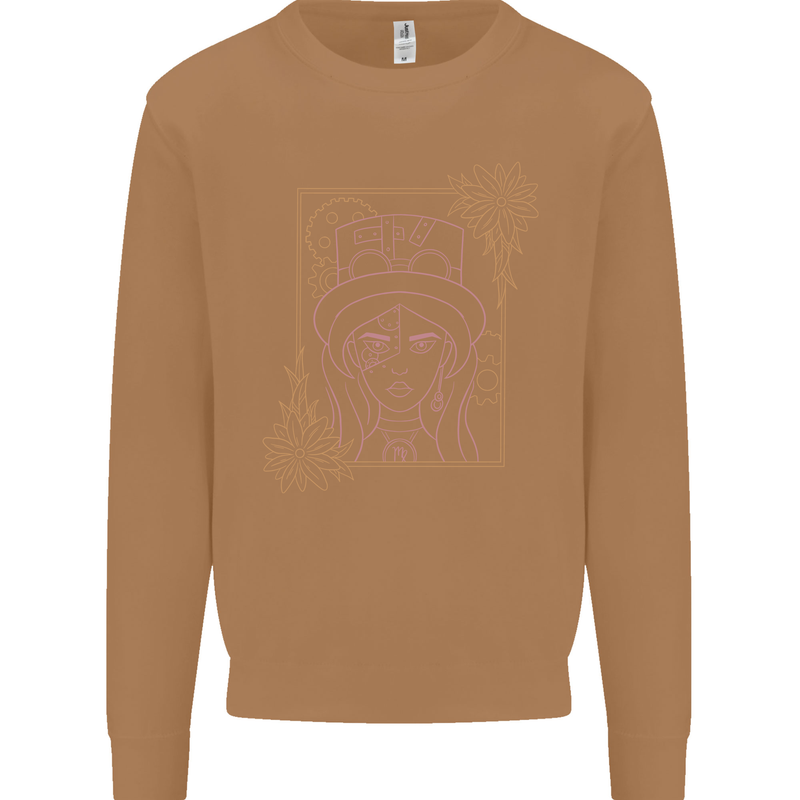 Virgo Steampunk Zodiac Star Sign Astrological Mens Sweatshirt Jumper Caramel Latte