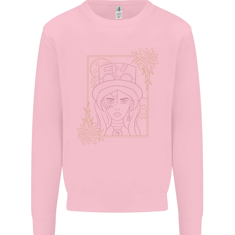 Virgo Steampunk Zodiac Star Sign Astrological Mens Sweatshirt Jumper Light Pink