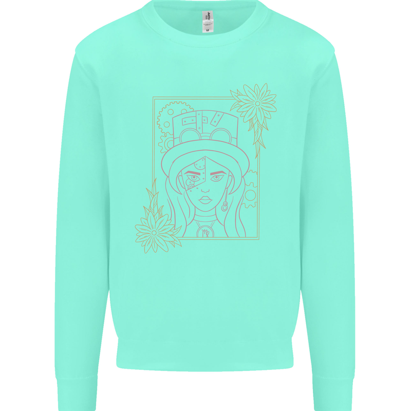 Virgo Steampunk Zodiac Star Sign Astrological Mens Sweatshirt Jumper Peppermint
