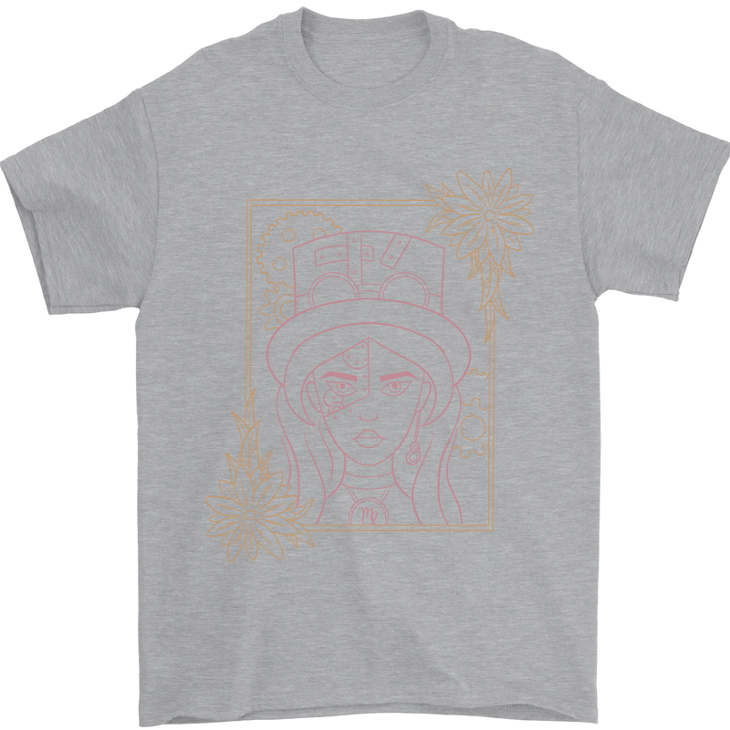Virgo Steampunk Zodiac Star Sign Astrological Mens T-Shirt 100% Cotton Sports Grey