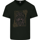 Virgo Steampunk Zodiac Star Sign Astrological Mens V-Neck Cotton T-Shirt Black