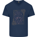 Virgo Steampunk Zodiac Star Sign Astrological Mens V-Neck Cotton T-Shirt Navy Blue