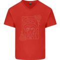 Virgo Steampunk Zodiac Star Sign Astrological Mens V-Neck Cotton T-Shirt Red