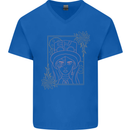 Virgo Steampunk Zodiac Star Sign Astrological Mens V-Neck Cotton T-Shirt Royal Blue