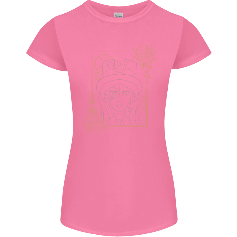 Virgo Steampunk Zodiac Star Sign Astrological Womens Petite Cut T-Shirt Azalea
