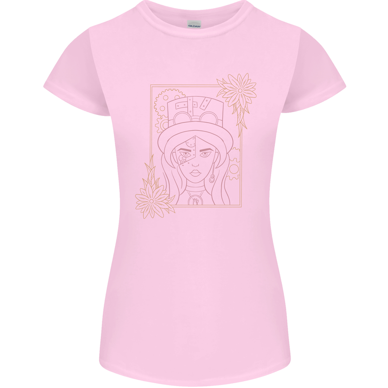 Virgo Steampunk Zodiac Star Sign Astrological Womens Petite Cut T-Shirt Light Pink