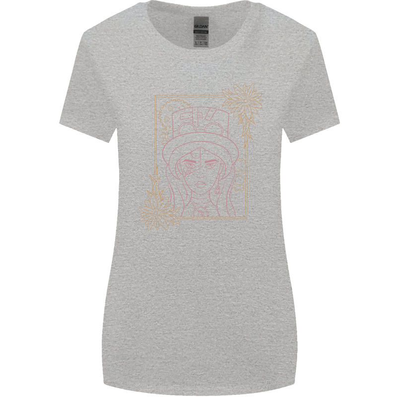 Virgo Steampunk Zodiac Star Sign Astrological Womens Wider Cut T-Shirt Sports Grey