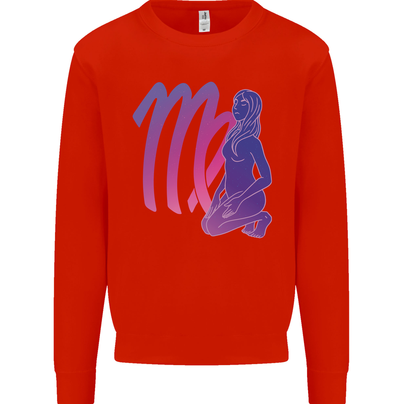 Virgo Woman Star Sign Astrological Zodiac Kids Sweatshirt Jumper Bright Red