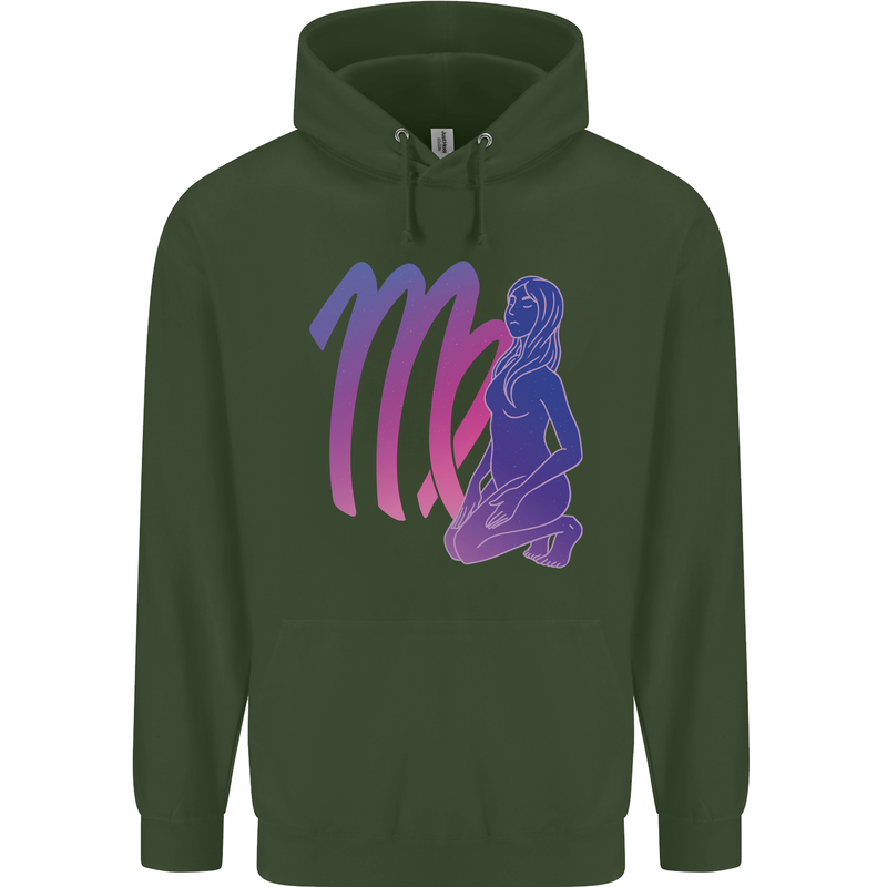 Virgo Woman Star Sign Zodiac Astrological Childrens Kids Hoodie Forest Green