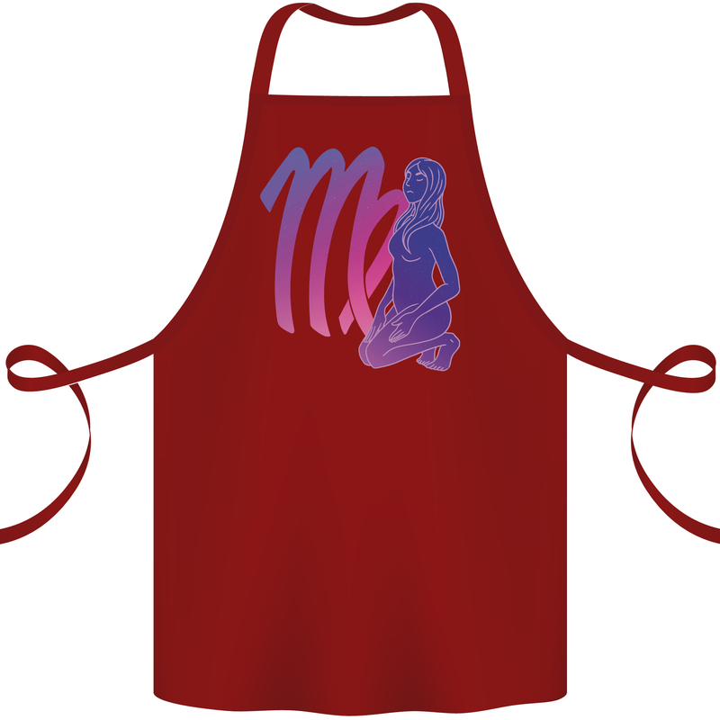 Virgo Woman Star Sign Zodiac Astrological Cotton Apron 100% Organic Maroon