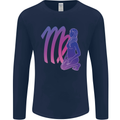 Virgo Woman Star Sign Zodiac Astrological Mens Long Sleeve T-Shirt Navy Blue