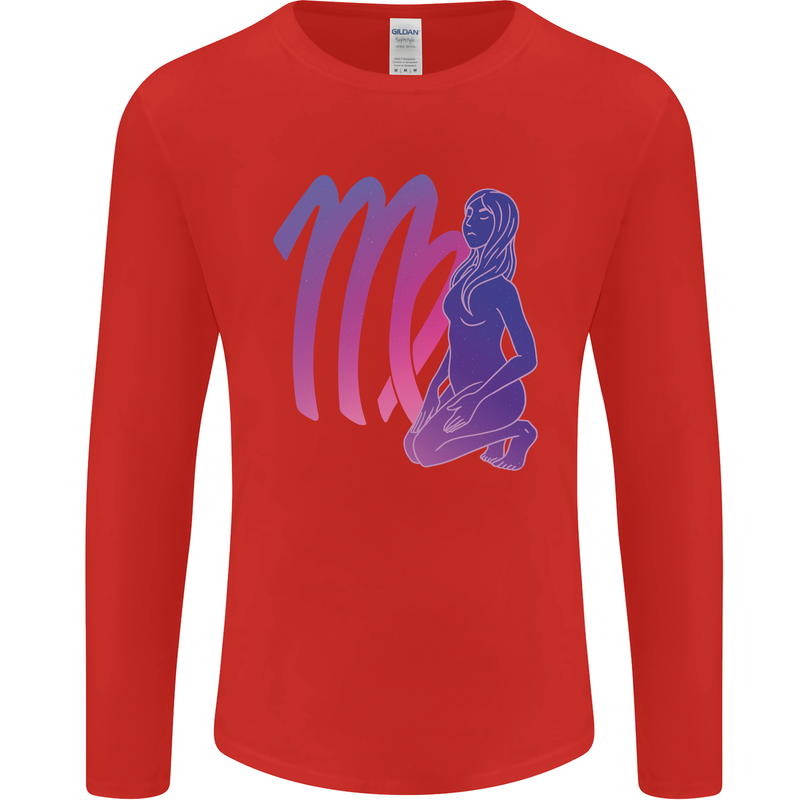 Virgo Woman Star Sign Zodiac Astrological Mens Long Sleeve T-Shirt Red