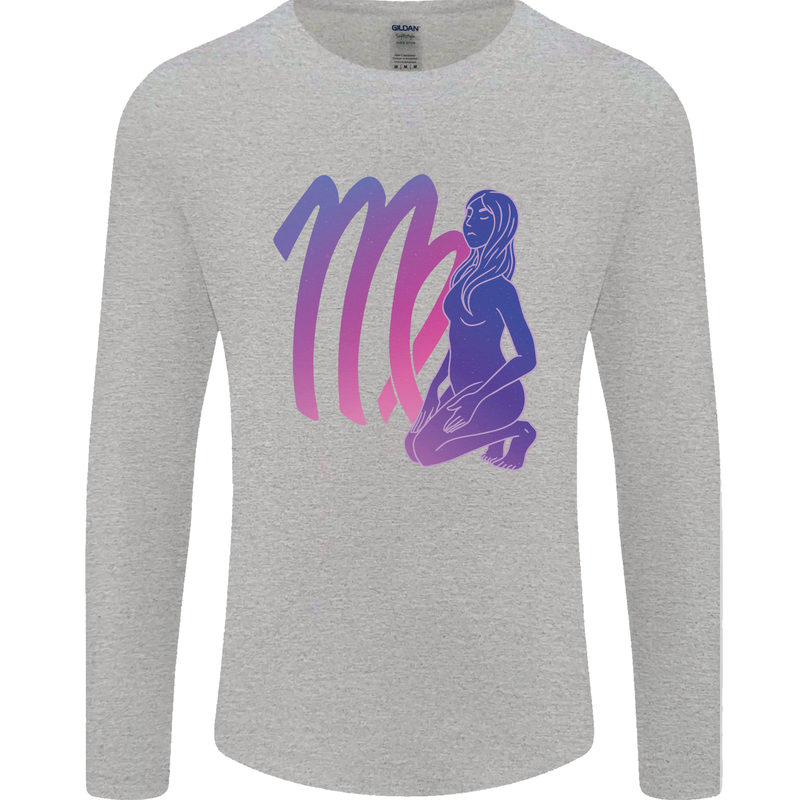 Virgo Woman Star Sign Zodiac Astrological Mens Long Sleeve T-Shirt Sports Grey