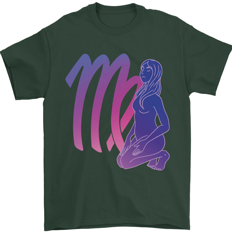 Virgo Woman Star Sign Zodiac Astrological Mens T-Shirt 100% Cotton Forest Green