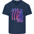 Virgo Woman Star Sign Zodiac Astrological Mens V-Neck Cotton T-Shirt Navy Blue