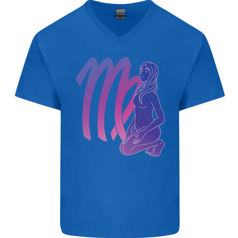 Virgo Woman Star Sign Zodiac Astrological Mens V-Neck Cotton T-Shirt Royal Blue
