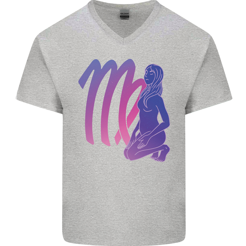 Virgo Woman Star Sign Zodiac Astrological Mens V-Neck Cotton T-Shirt Sports Grey