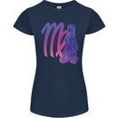 Virgo Woman Star Sign Zodiac Astrological Womens Petite Cut T-Shirt Navy Blue
