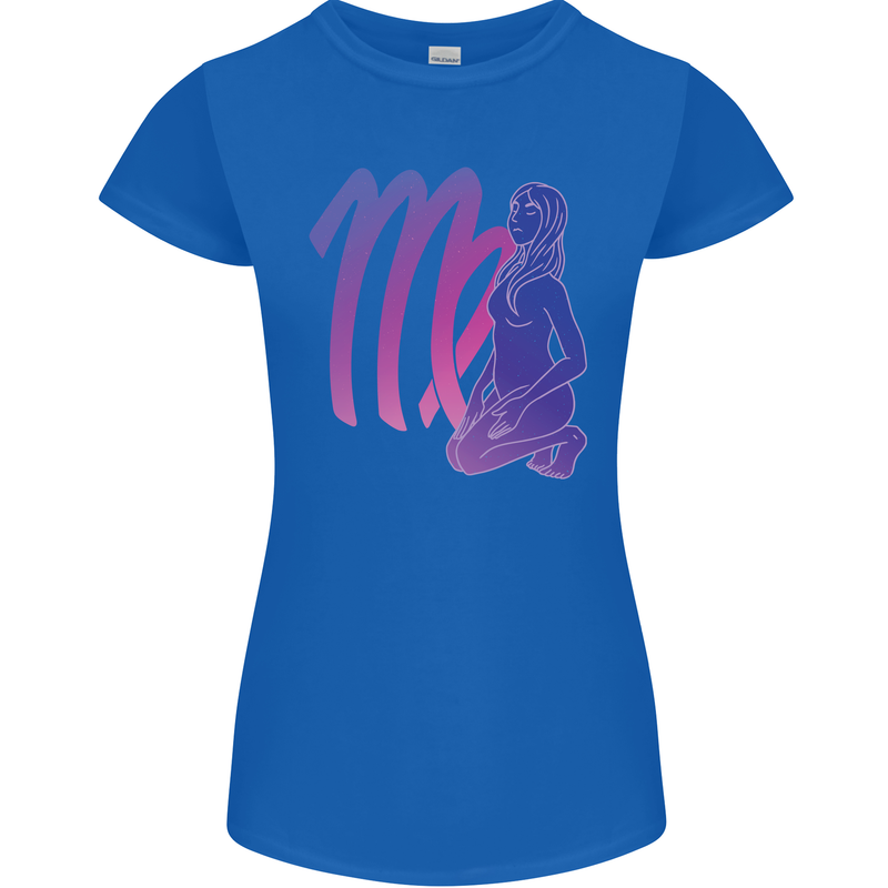 Virgo Woman Star Sign Zodiac Astrological Womens Petite Cut T-Shirt Royal Blue