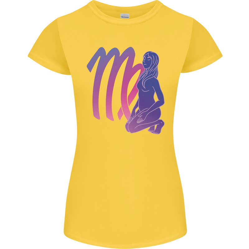 Virgo Woman Star Sign Zodiac Astrological Womens Petite Cut T-Shirt Yellow