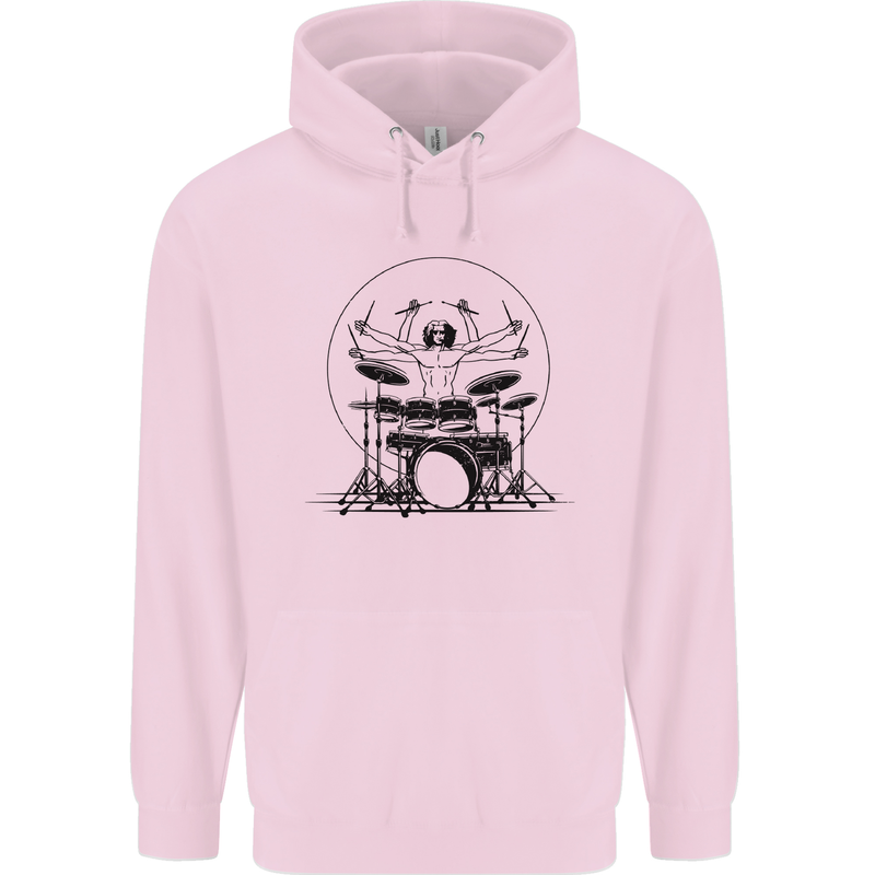 Virtruvian Drummer Funny Drumming Drum Childrens Kids Hoodie Light Pink
