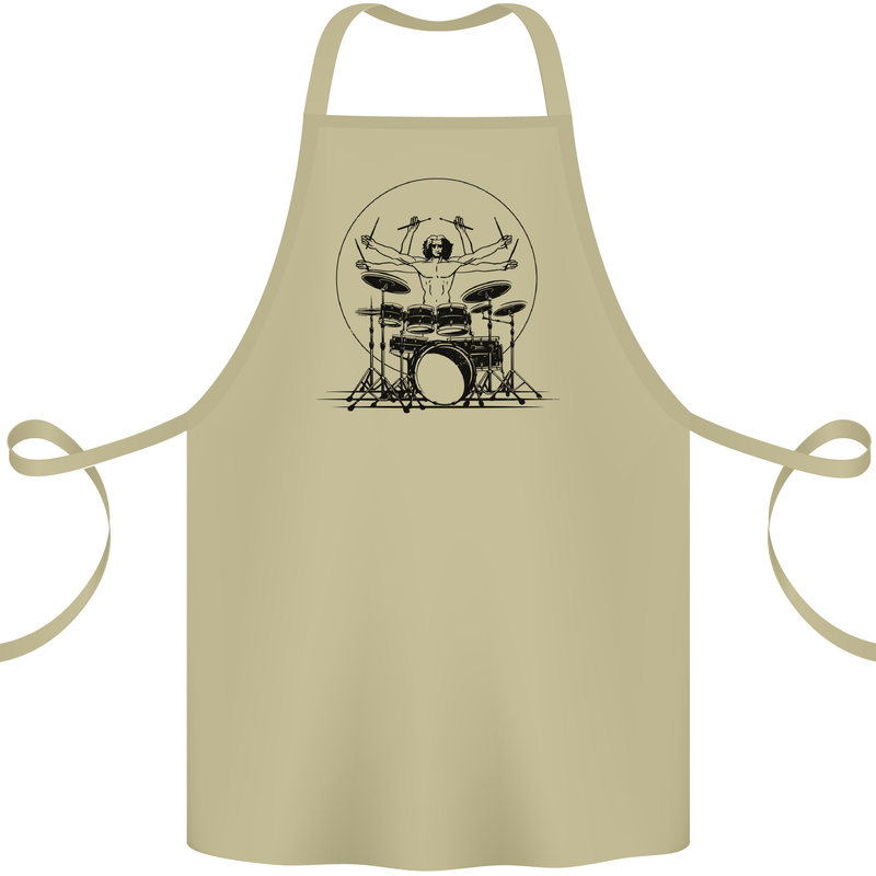 Virtruvian Drummer Funny Drumming Drum Cotton Apron 100% Organic Khaki