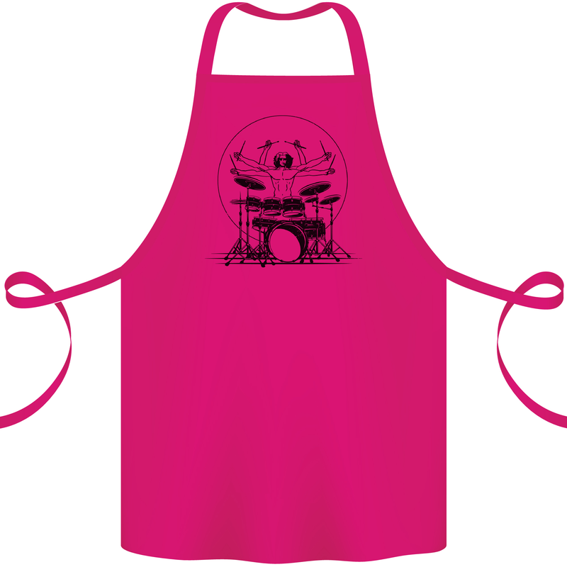 Virtruvian Drummer Funny Drumming Drum Cotton Apron 100% Organic Pink