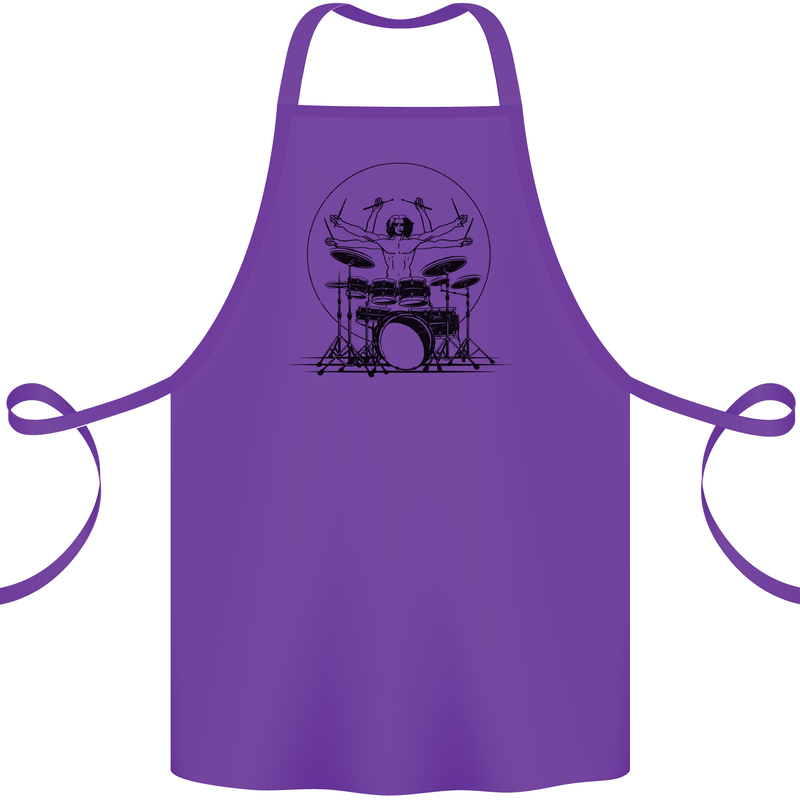 Virtruvian Drummer Funny Drumming Drum Cotton Apron 100% Organic Purple