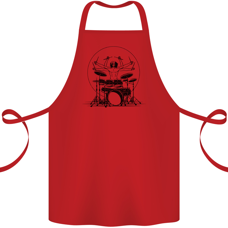 Virtruvian Drummer Funny Drumming Drum Cotton Apron 100% Organic Red