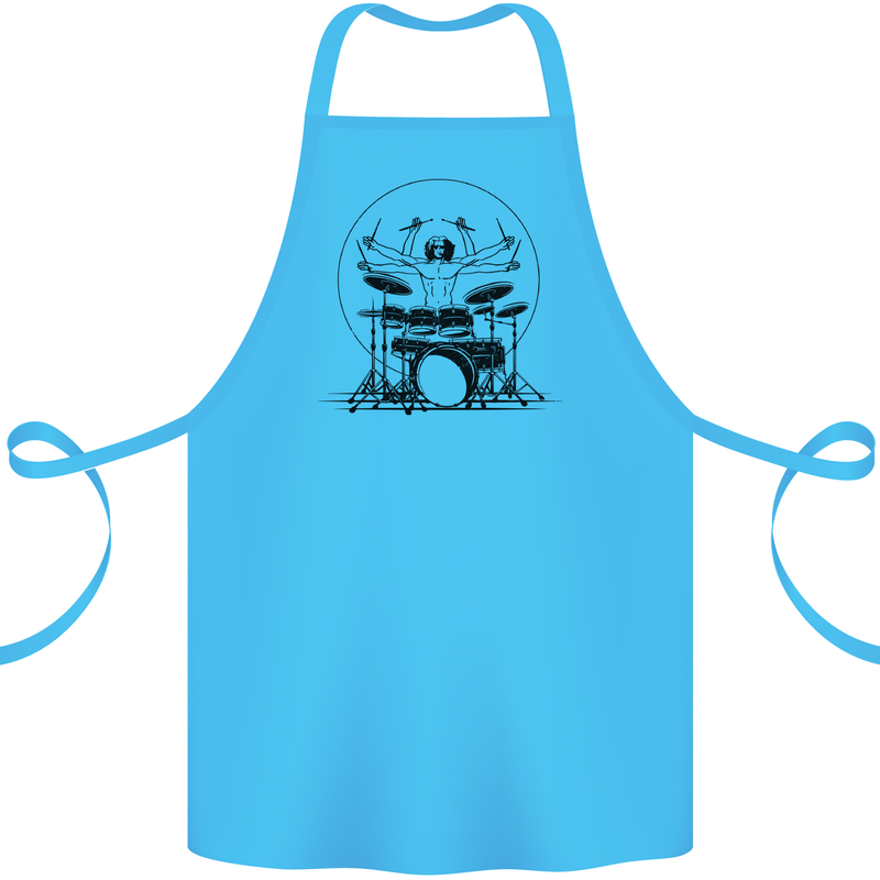 Virtruvian Drummer Funny Drumming Drum Cotton Apron 100% Organic Turquoise