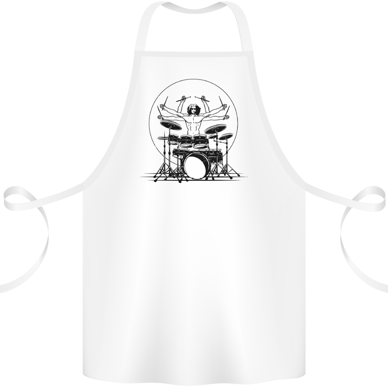 Virtruvian Drummer Funny Drumming Drum Cotton Apron 100% Organic White