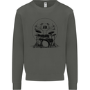 Virtruvian Drummer Funny Drumming Drum Kids Sweatshirt Jumper Storm Grey