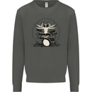 Virtruvian Drummer Funny Drumming Drum Kids Sweatshirt Jumper Storm Grey