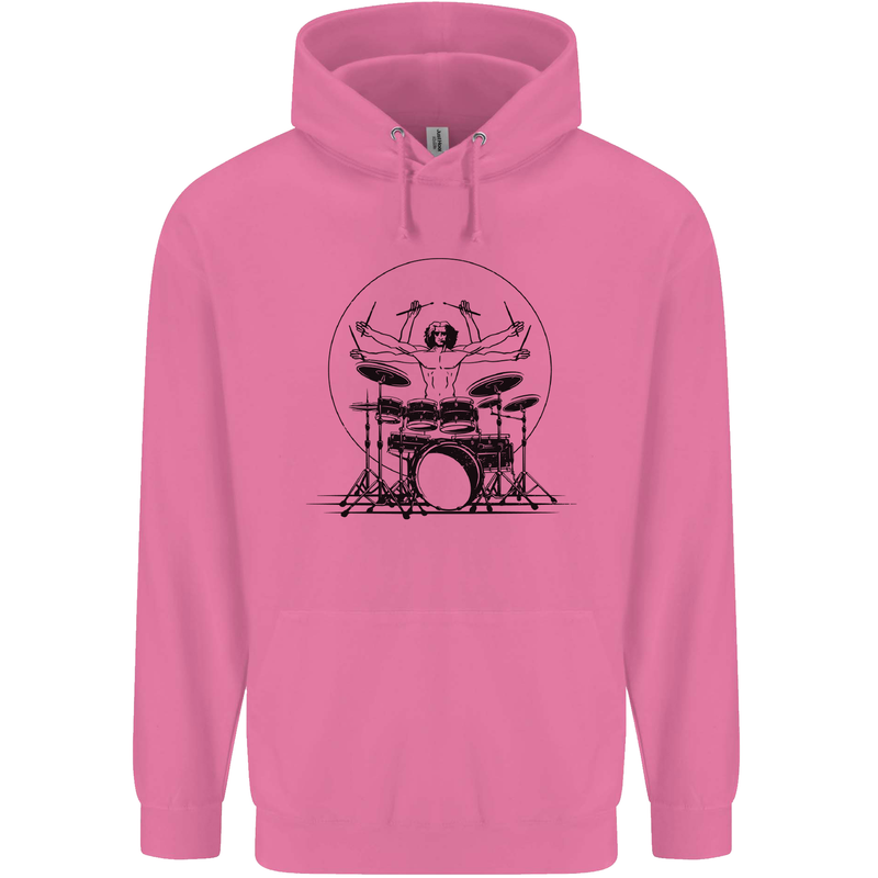 Virtruvian Drummer Funny Drumming Drum Mens 80% Cotton Hoodie Azelea
