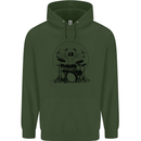 Virtruvian Drummer Funny Drumming Drum Mens 80% Cotton Hoodie Forest Green