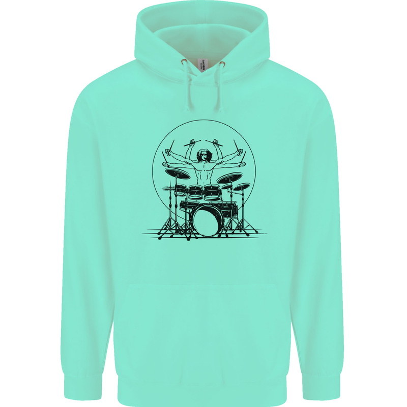Virtruvian Drummer Funny Drumming Drum Mens 80% Cotton Hoodie Peppermint