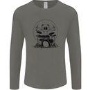 Virtruvian Drummer Funny Drumming Drum Mens Long Sleeve T-Shirt Charcoal