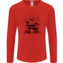 Virtruvian Drummer Funny Drumming Drum Mens Long Sleeve T-Shirt Red