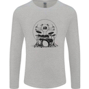 Virtruvian Drummer Funny Drumming Drum Mens Long Sleeve T-Shirt Sports Grey