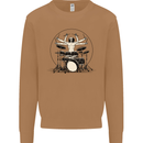 Virtruvian Drummer Funny Drumming Drum Mens Sweatshirt Jumper Caramel Latte
