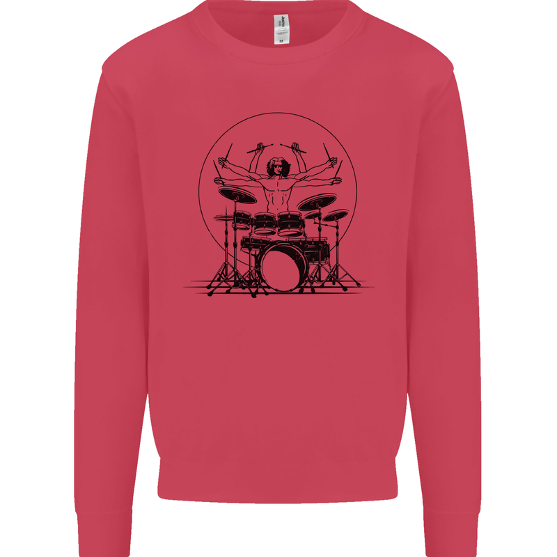 Virtruvian Drummer Funny Drumming Drum Mens Sweatshirt Jumper Heliconia