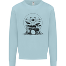 Virtruvian Drummer Funny Drumming Drum Mens Sweatshirt Jumper Light Blue