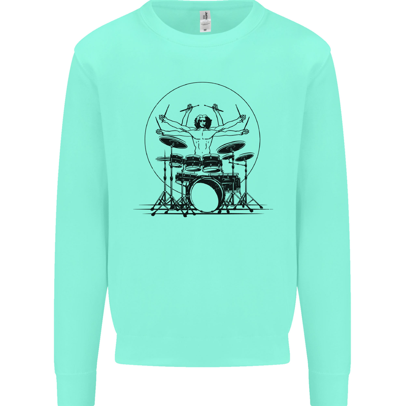 Virtruvian Drummer Funny Drumming Drum Mens Sweatshirt Jumper Peppermint
