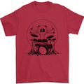 Virtruvian Drummer Funny Drumming Drum Mens T-Shirt 100% Cotton Red