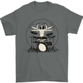 Virtruvian Drummer Funny Drumming Drum Mens T-Shirt Cotton Gildan Charcoal