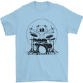 Virtruvian Drummer Funny Drumming Drum Mens T-Shirt Cotton Gildan Light Blue